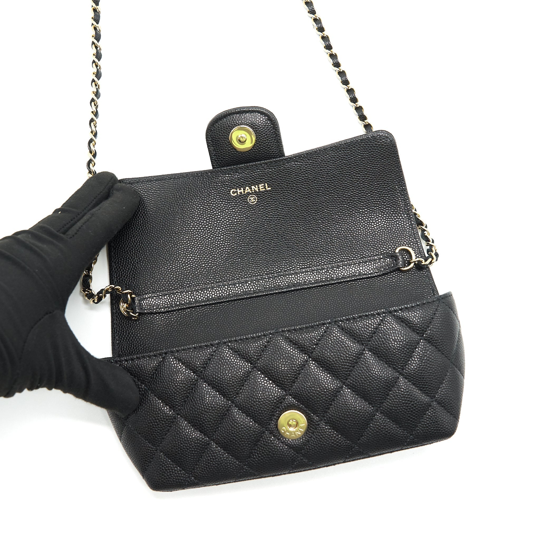 Chanel Glasses Case With Classic Chain Black L
