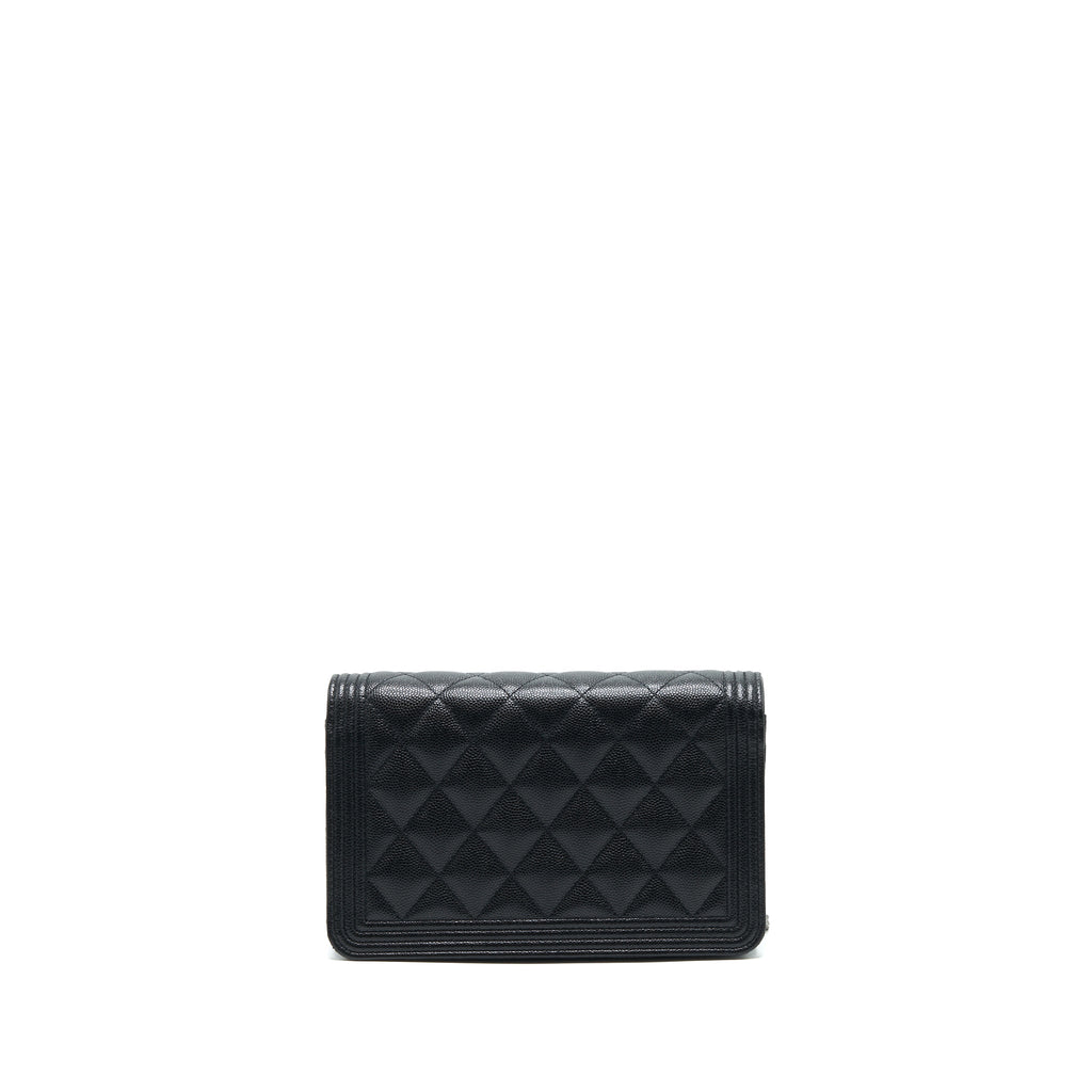 Chanel Boy Wallet On Chain Caviar Black Ruthenium Hardware