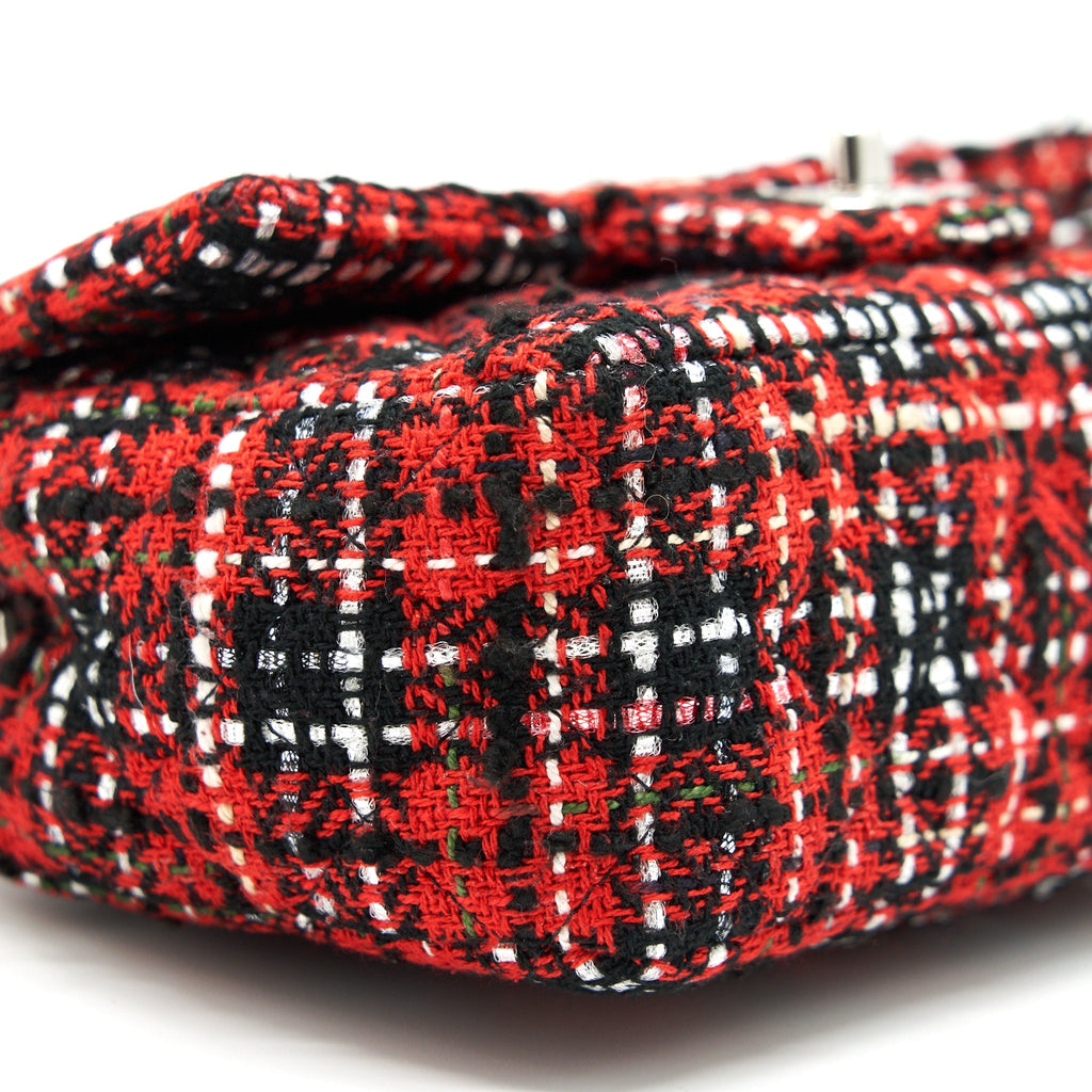 CHANEL SMALL RECTANGULAR RED BLACK TWEED IN
