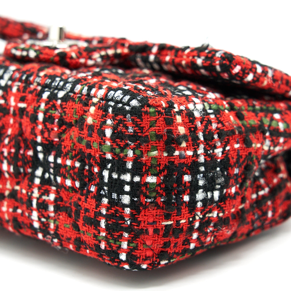 CHANEL SMALL RECTANGULAR RED BLACK TWEED IN