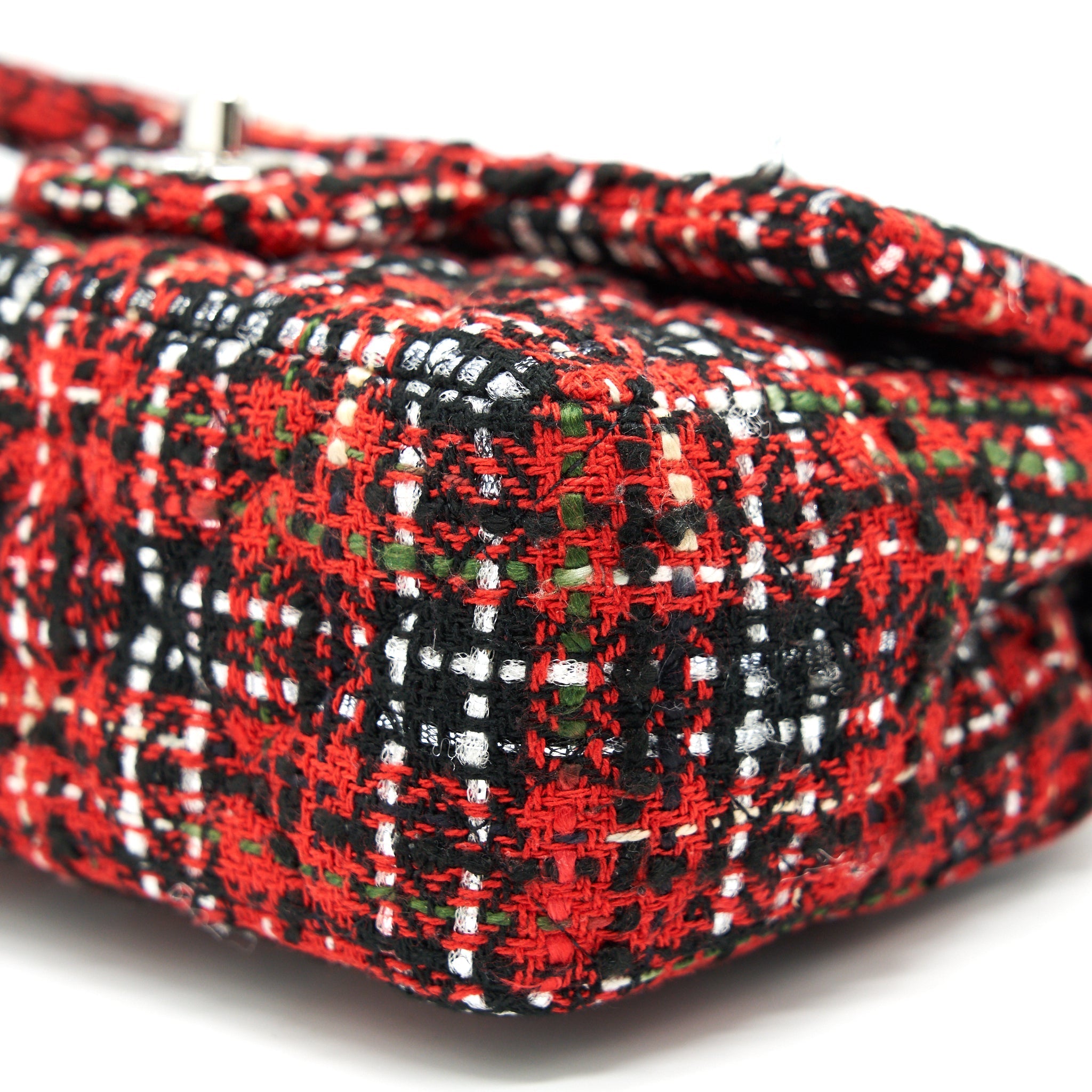 CHANEL SMALL RECTANGULAR RED BLACK TWEED IN