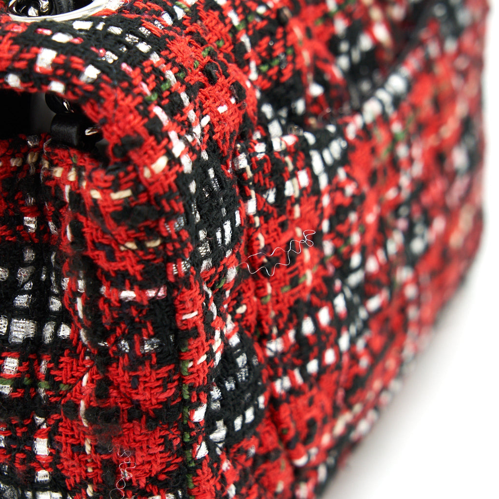 CHANEL SMALL RECTANGULAR RED BLACK TWEED IN