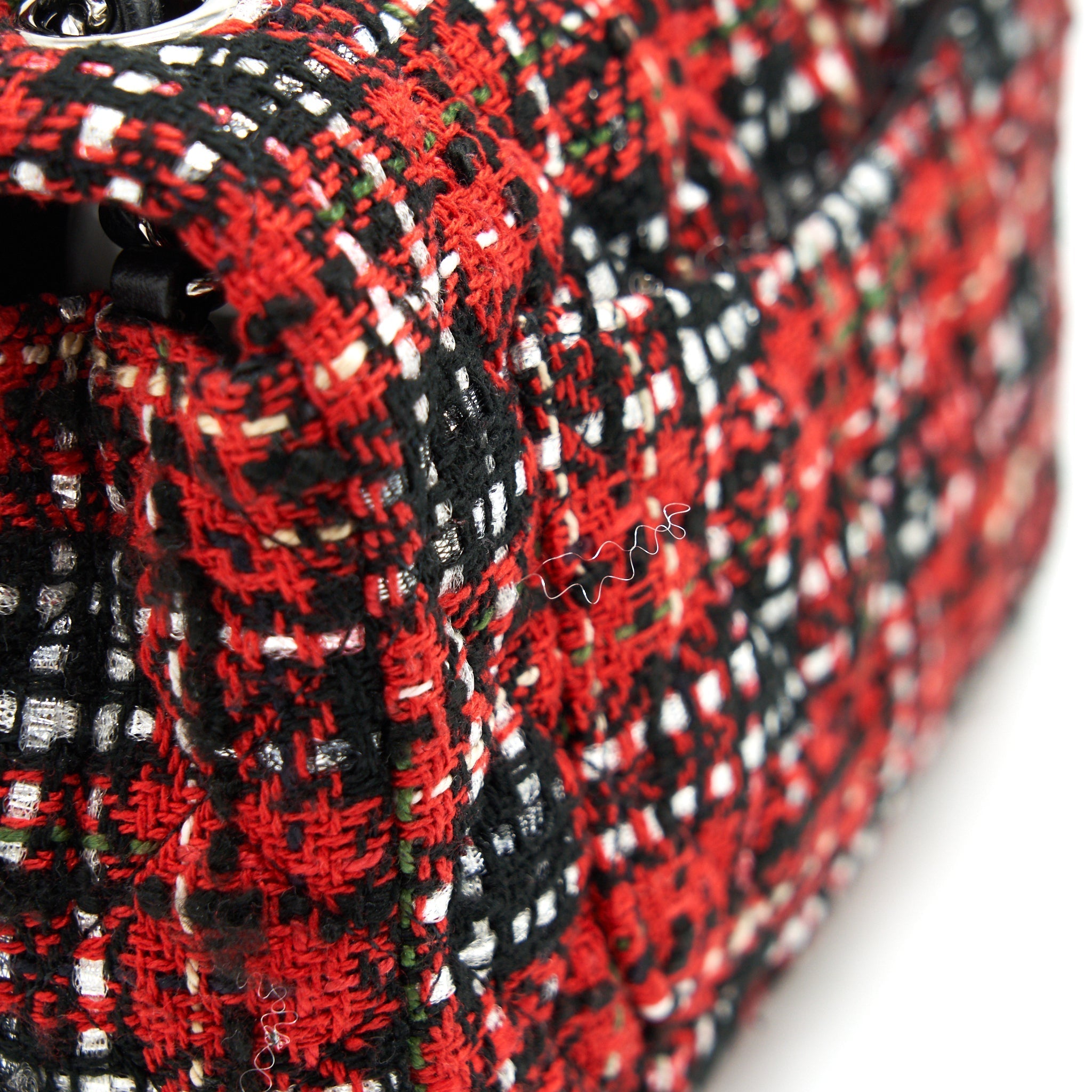 CHANEL SMALL RECTANGULAR RED BLACK TWEED IN
