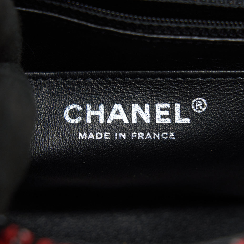 CHANEL SMALL RECTANGULAR RED BLACK TWEED IN