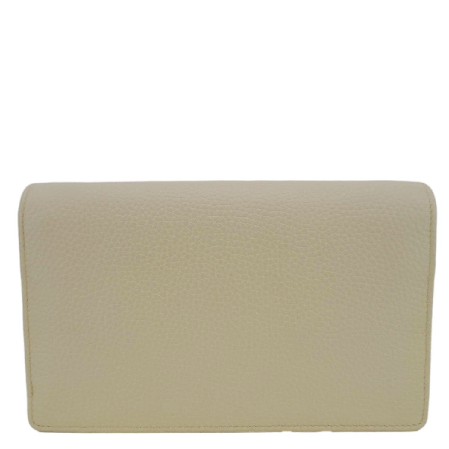 GUCCI Soho Leather Wallet On Chain Clutch Crossbody Bag Cream 598211