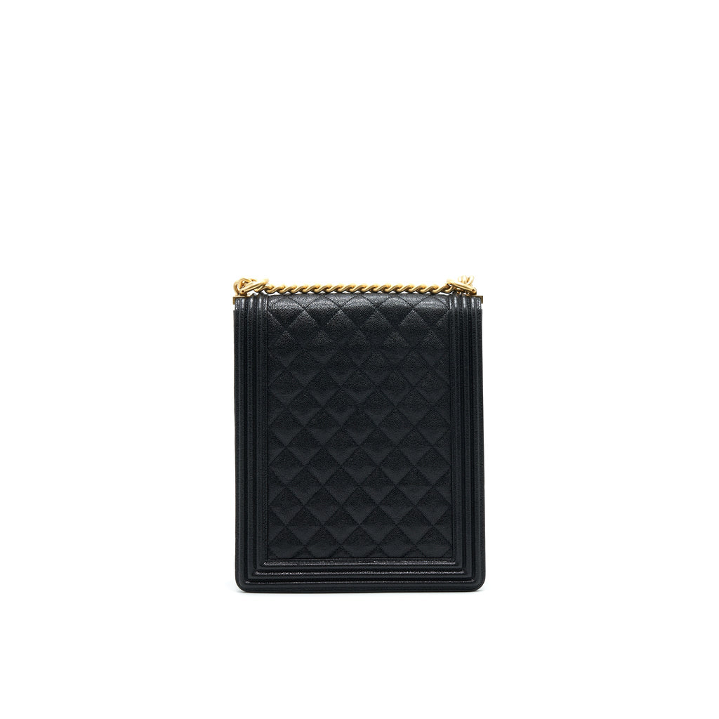 Chanel Vertical Boy Bag Carviar large Black
