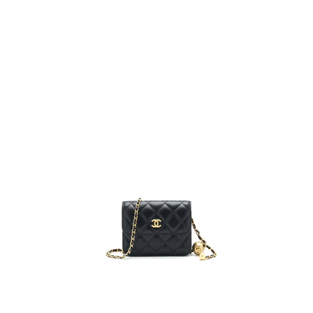 Chanel Pearl crush mini Belt coins Purse/  holder black