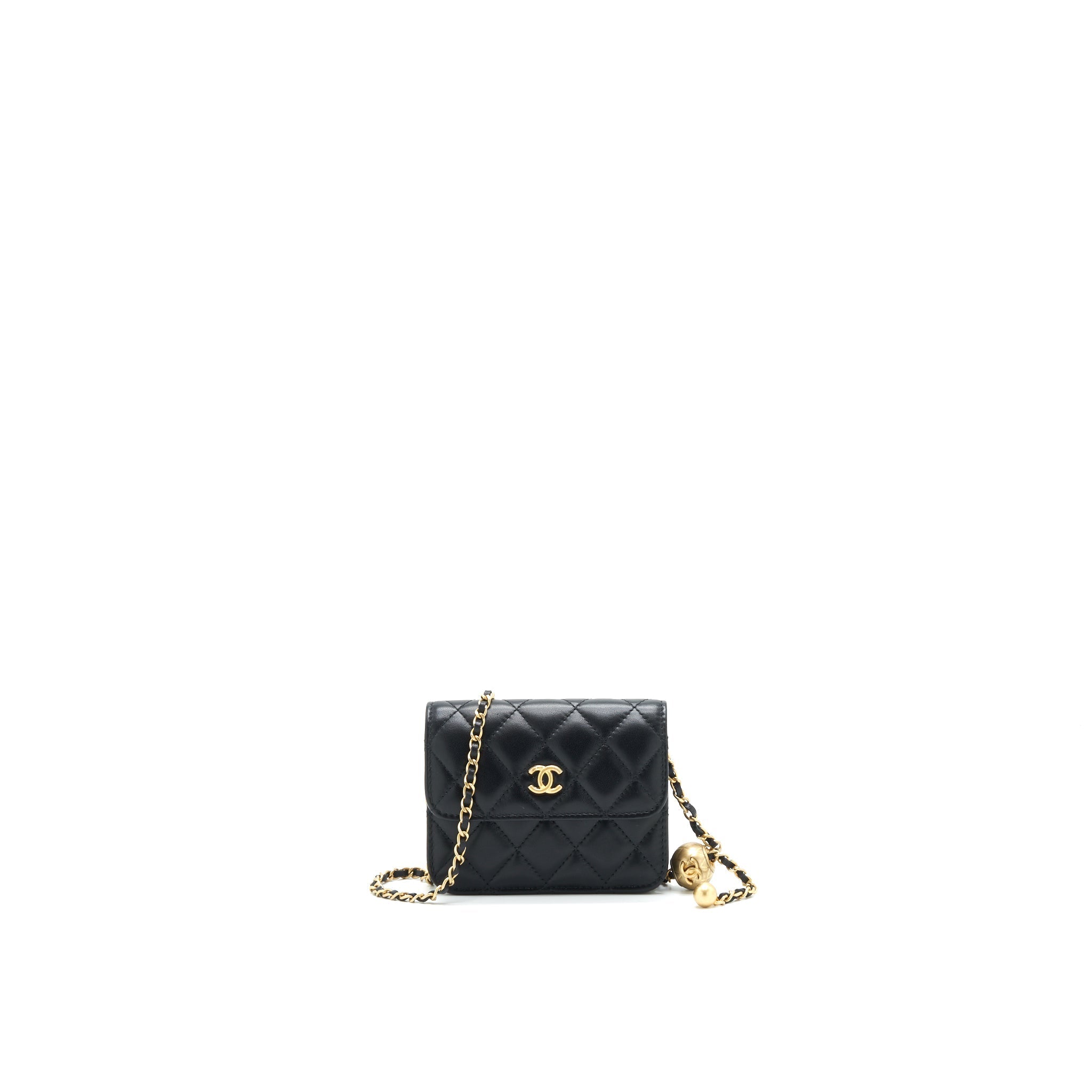 Chanel Pearl crush mini Belt coins Purse/  holder black