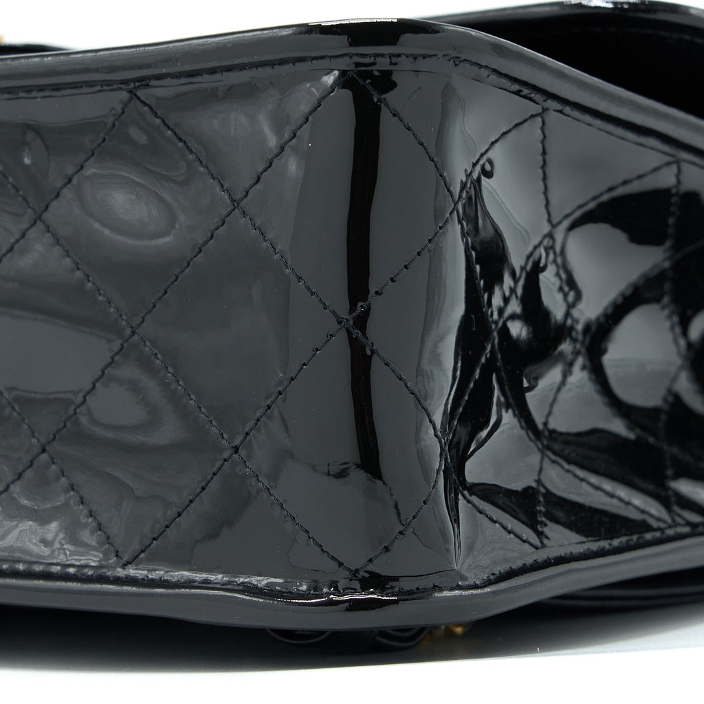 Chanel 22K Large Backpack Patent Black Brushed  (Microchip)