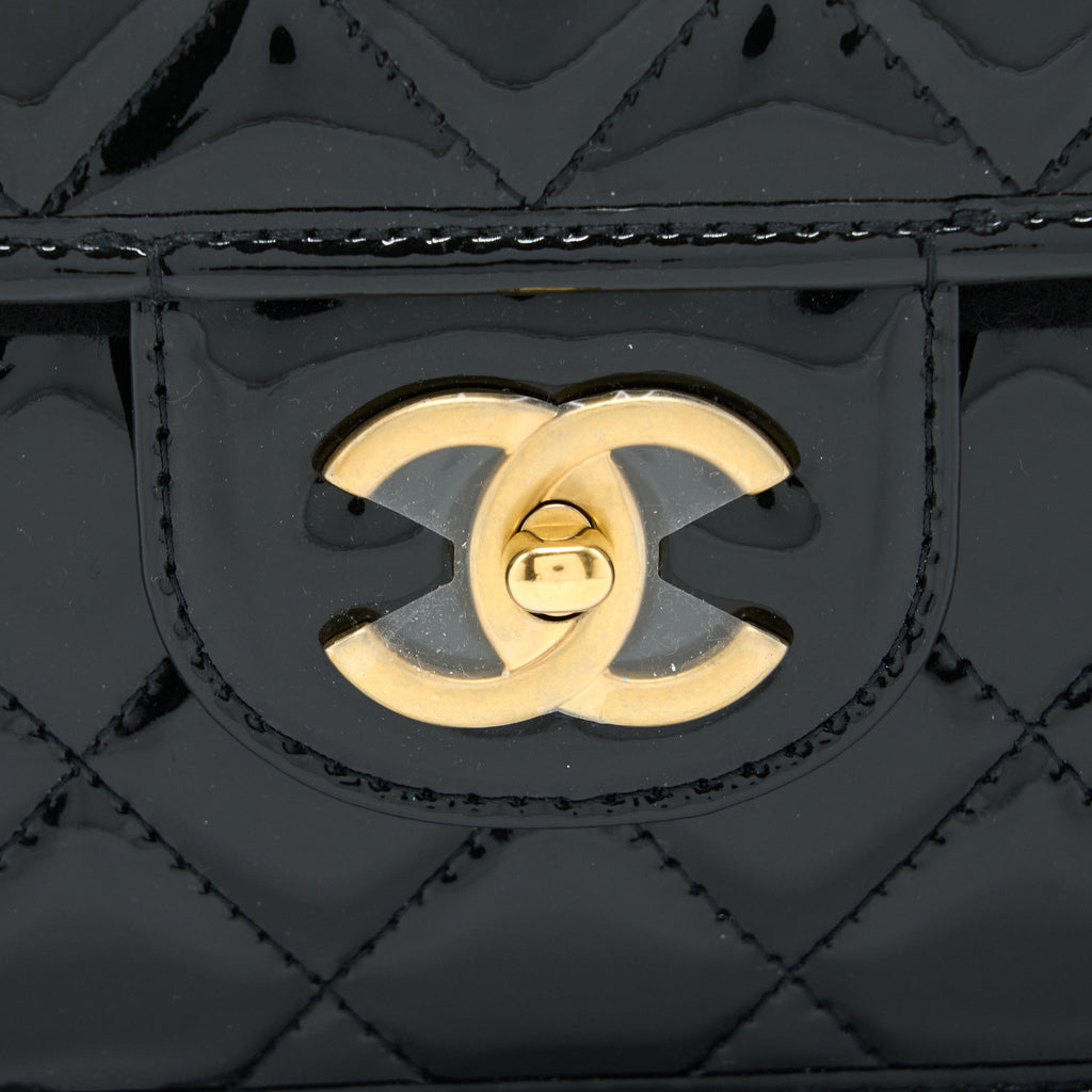 Chanel 22K Large Backpack Patent Black Brushed  (Microchip)
