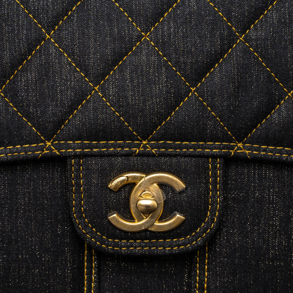 Chanel 23S Flap Backpack Denim Dark Blue Brushed  (Microchip)