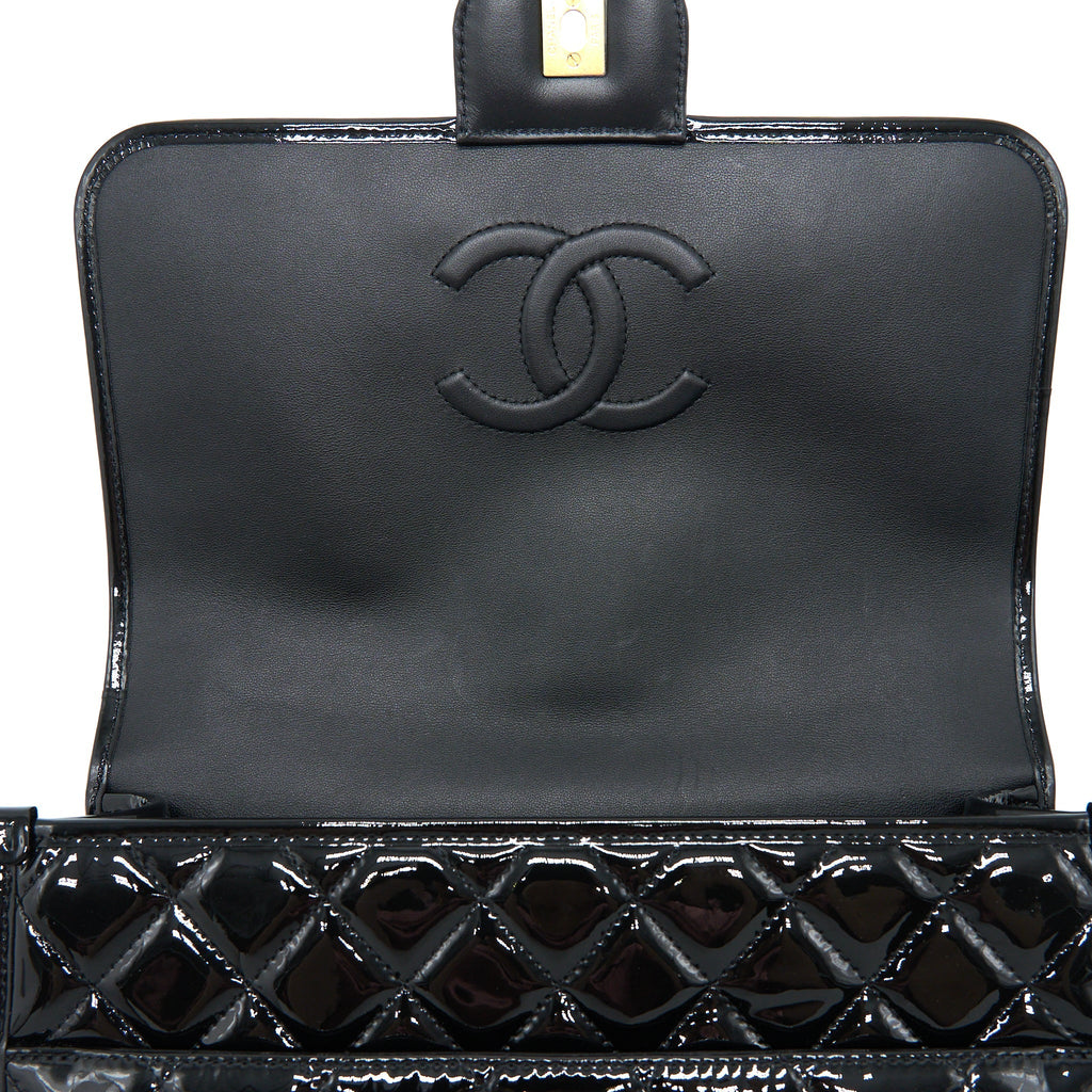 Chanel 22K Large Backpack Patent Black Brushed  (Microchip)