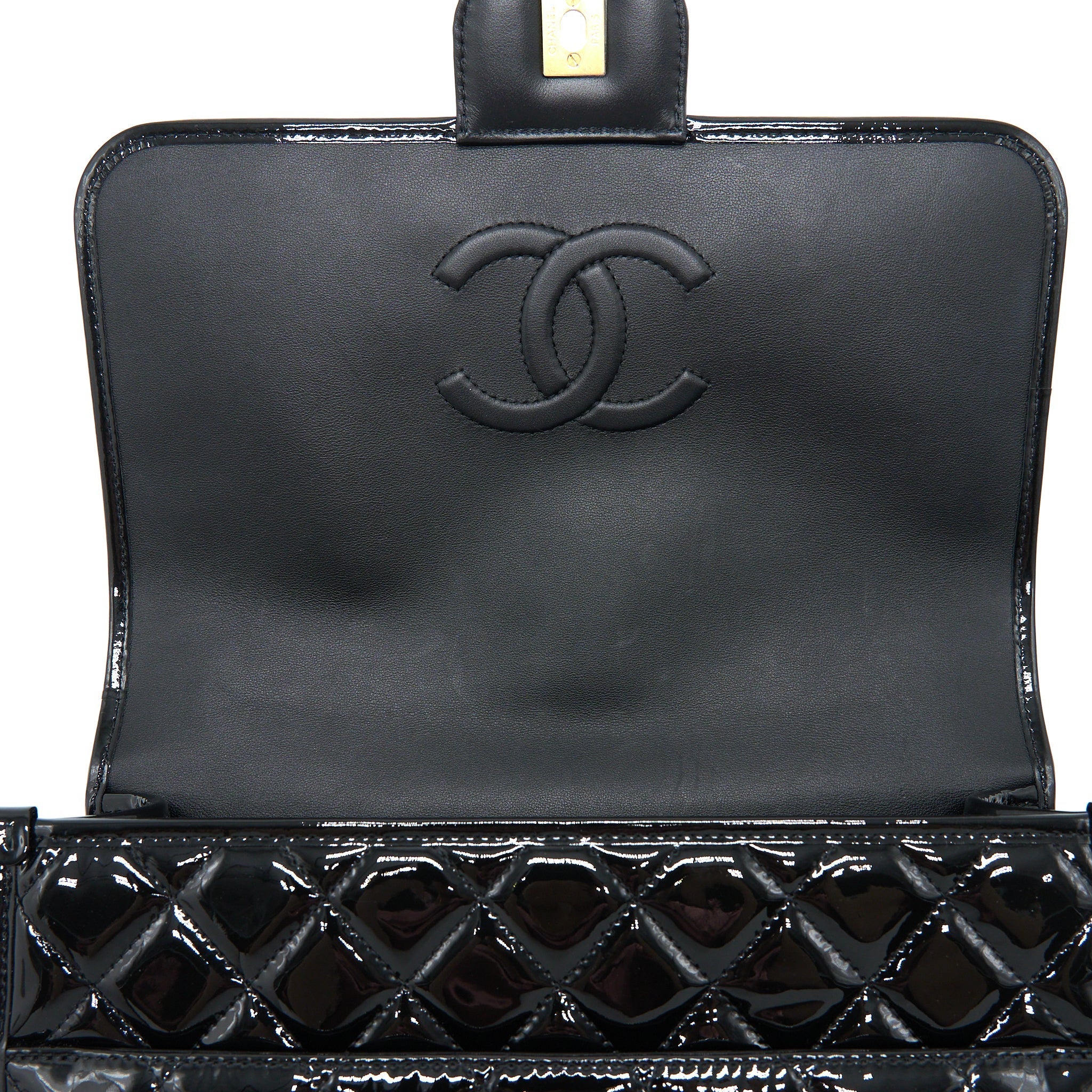 Chanel 22K Large Backpack Patent Black Brushed  (Microchip)