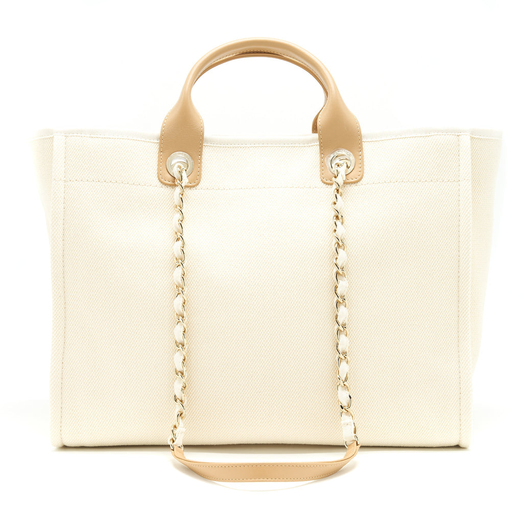 Chanel Deauville Tote Bag In Creamy White/ Beige