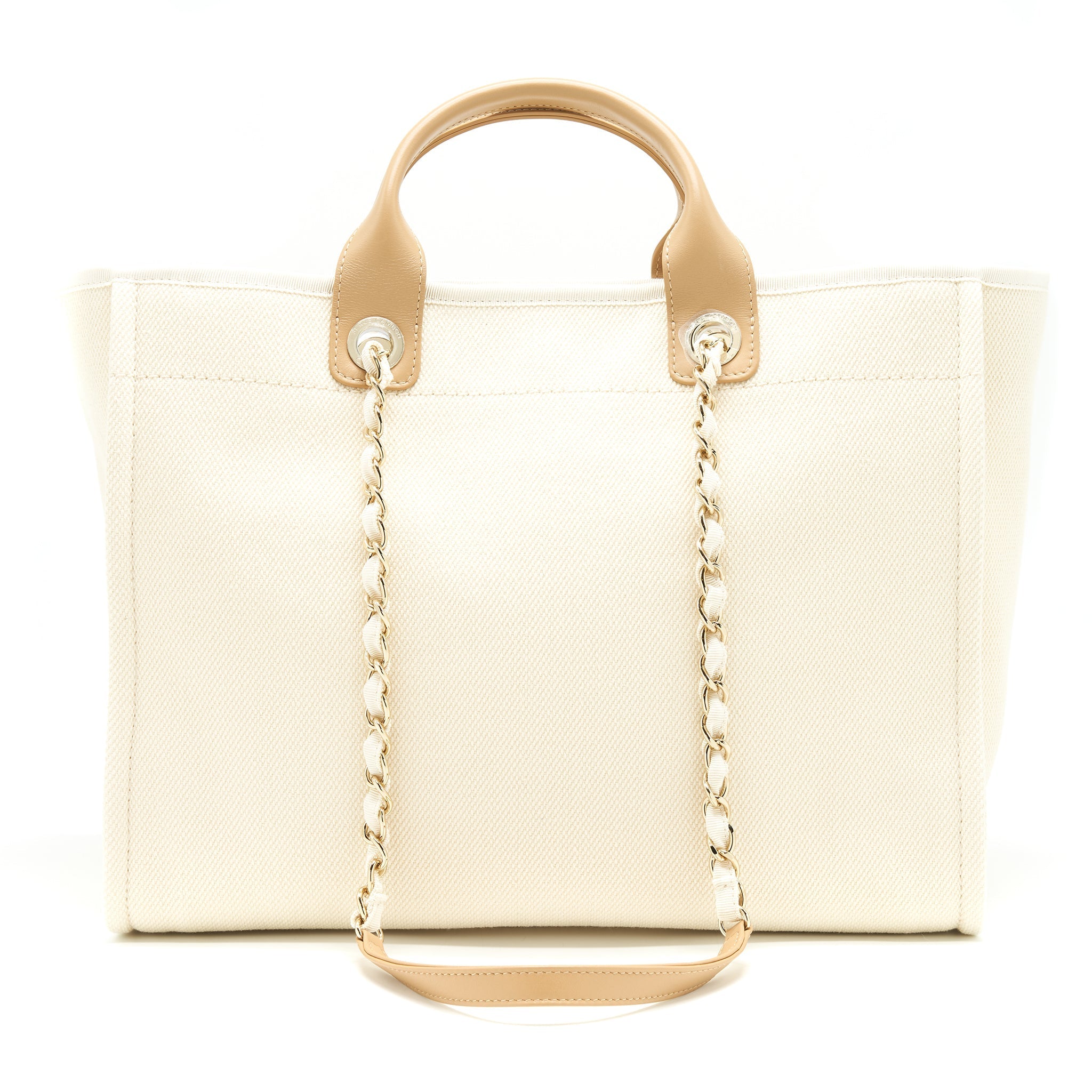 Chanel Deauville Tote Bag In Creamy White/ Beige