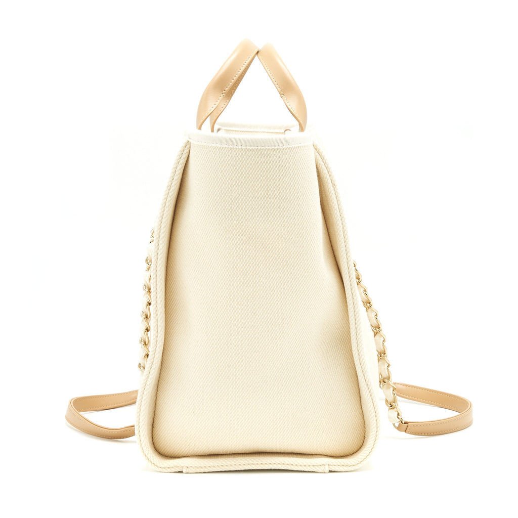 Chanel Deauville Tote Bag In Creamy White/ Beige