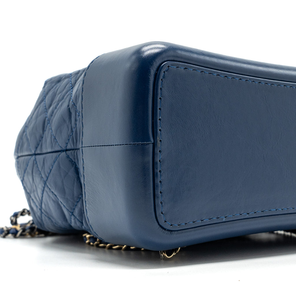 Chanel Medium Gabrielle Backpack Aged Calfskin Blue Multicolour Hardware