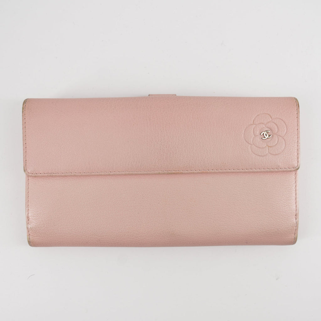 Chanel Butterfly Camellia Bifold Long Wallet Pink