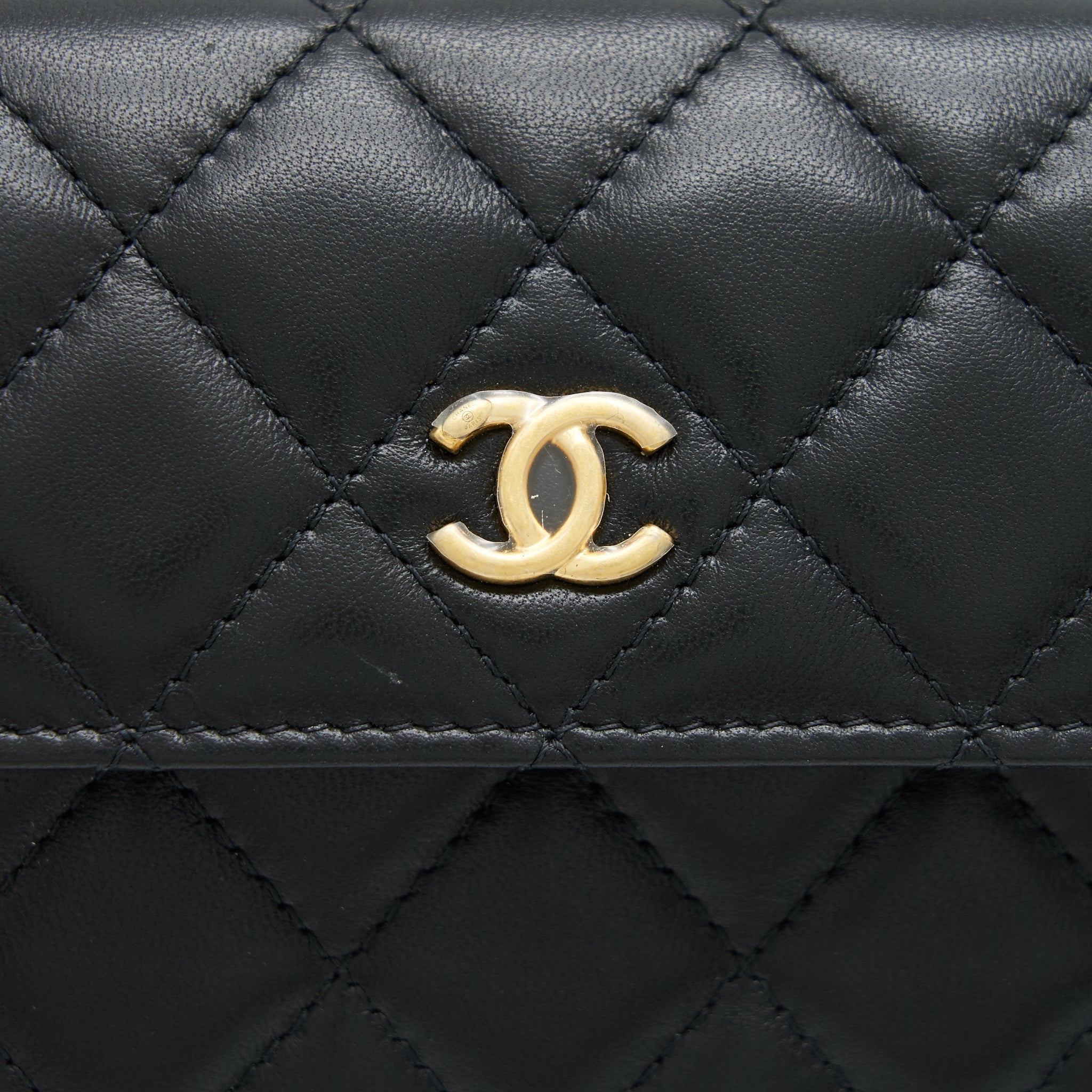 Chanel Pearl crush mini Belt coins Purse/  holder black