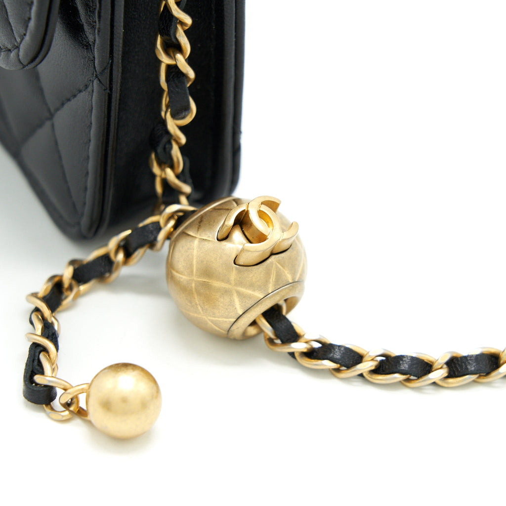 Chanel Pearl crush mini Belt coins Purse/  holder black
