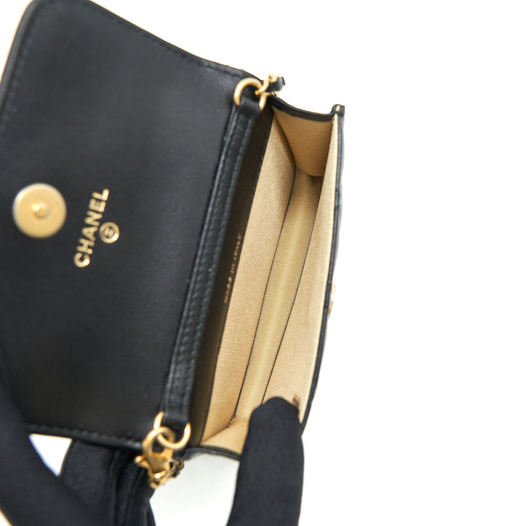 Chanel Pearl crush mini Belt coins Purse/  holder black