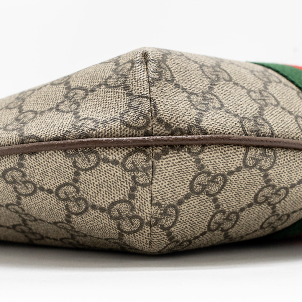 Gucci Small Ophidia Half Moon Crossbody Hobo Bag GG Supreme Canvas