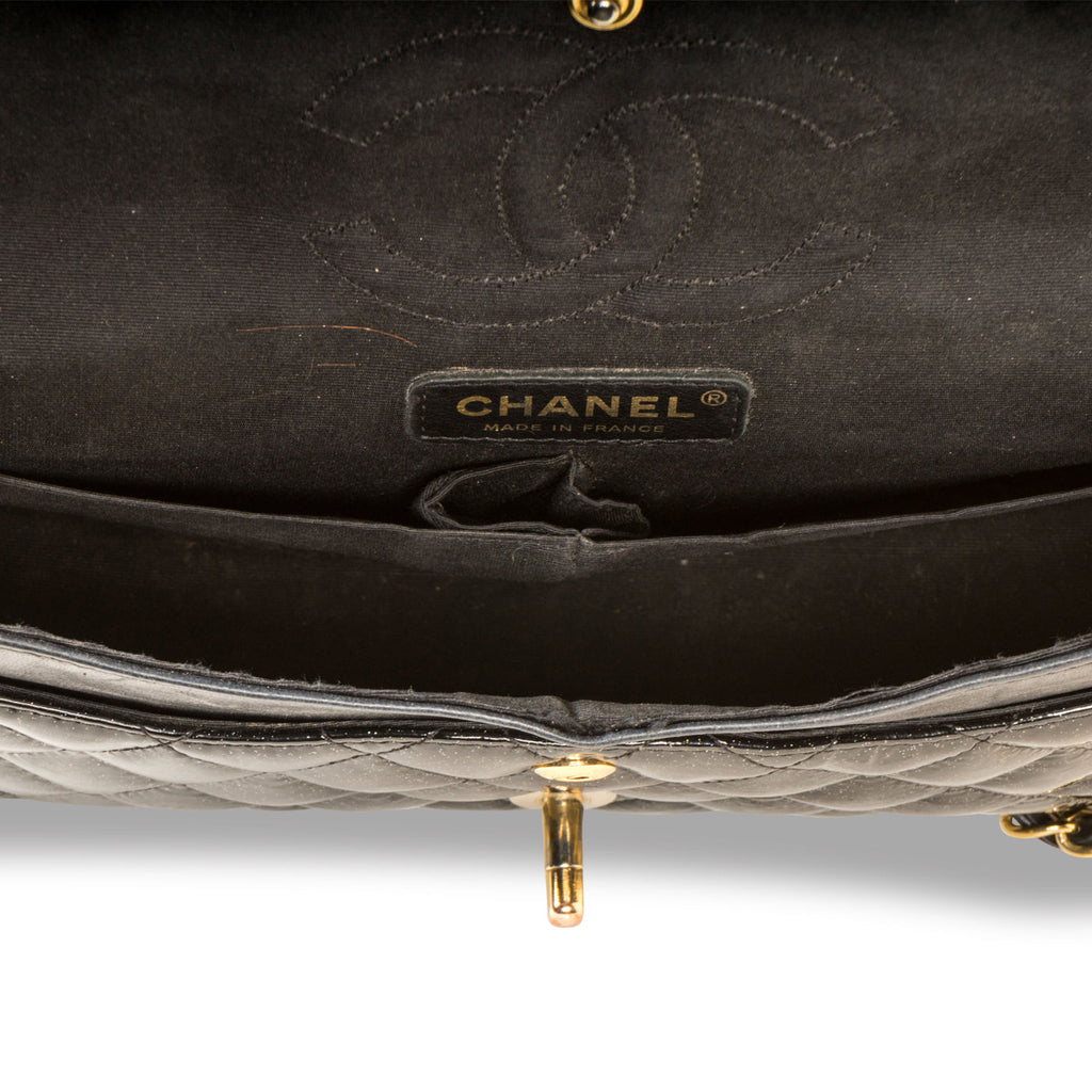 Chanel Classic Flap Bag - Medium - Patent Black Glitter