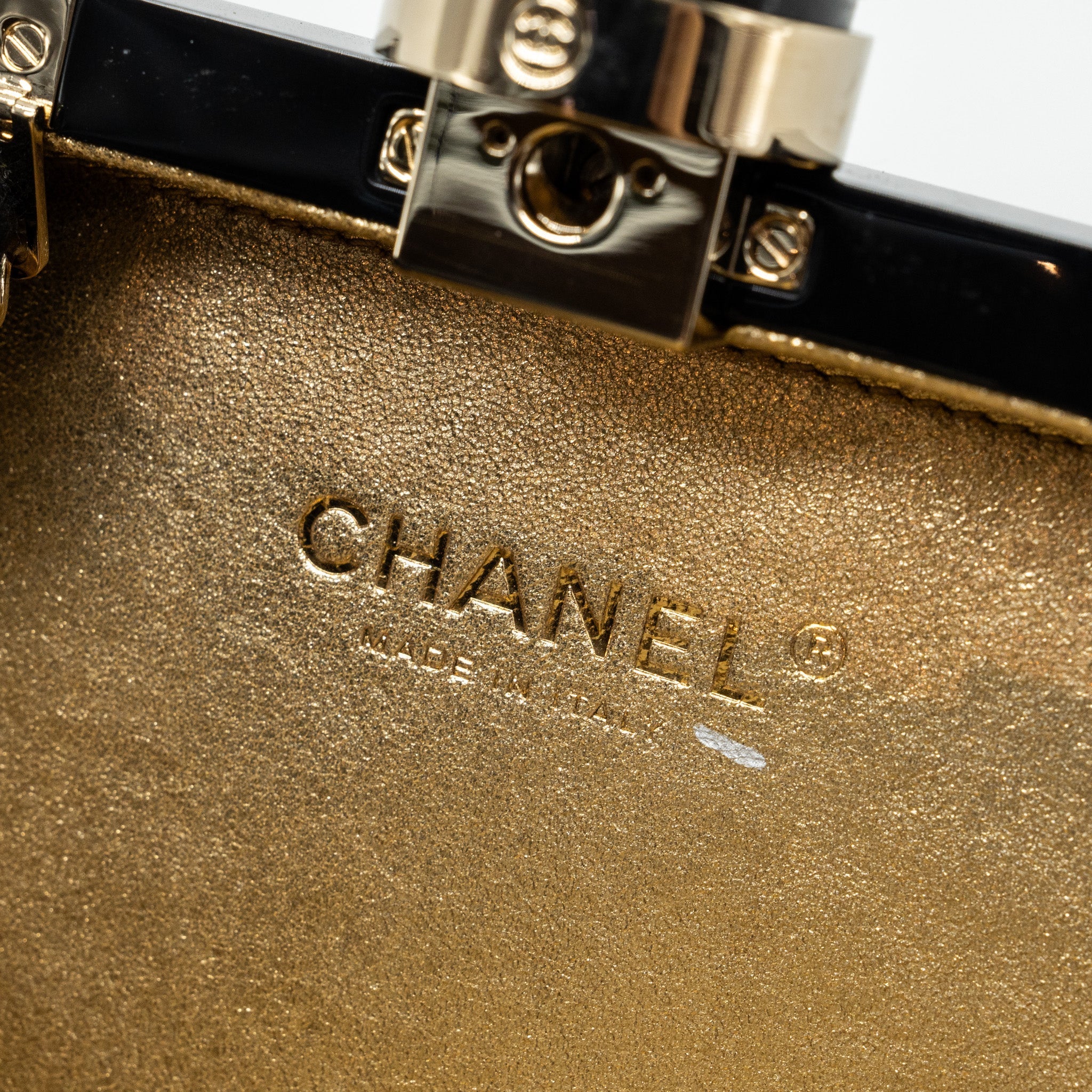 Chanel 17A Perfume Bottle Clutch Evening Bag Black / Bronze L
