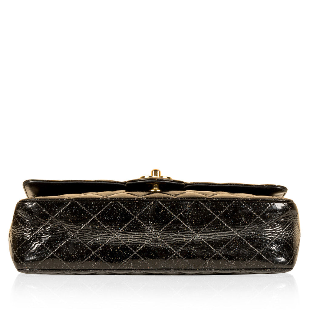 Chanel Classic Flap Bag - Medium - Patent Black Glitter