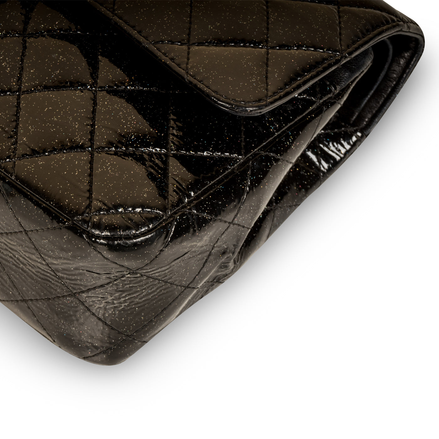 Chanel Classic Flap Bag - Medium - Patent Black Glitter