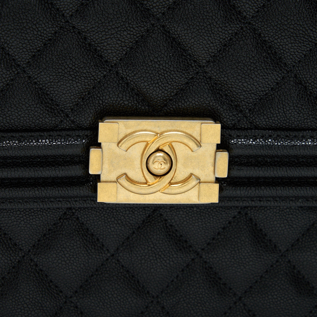 Chanel Vertical Boy Bag Carviar large Black