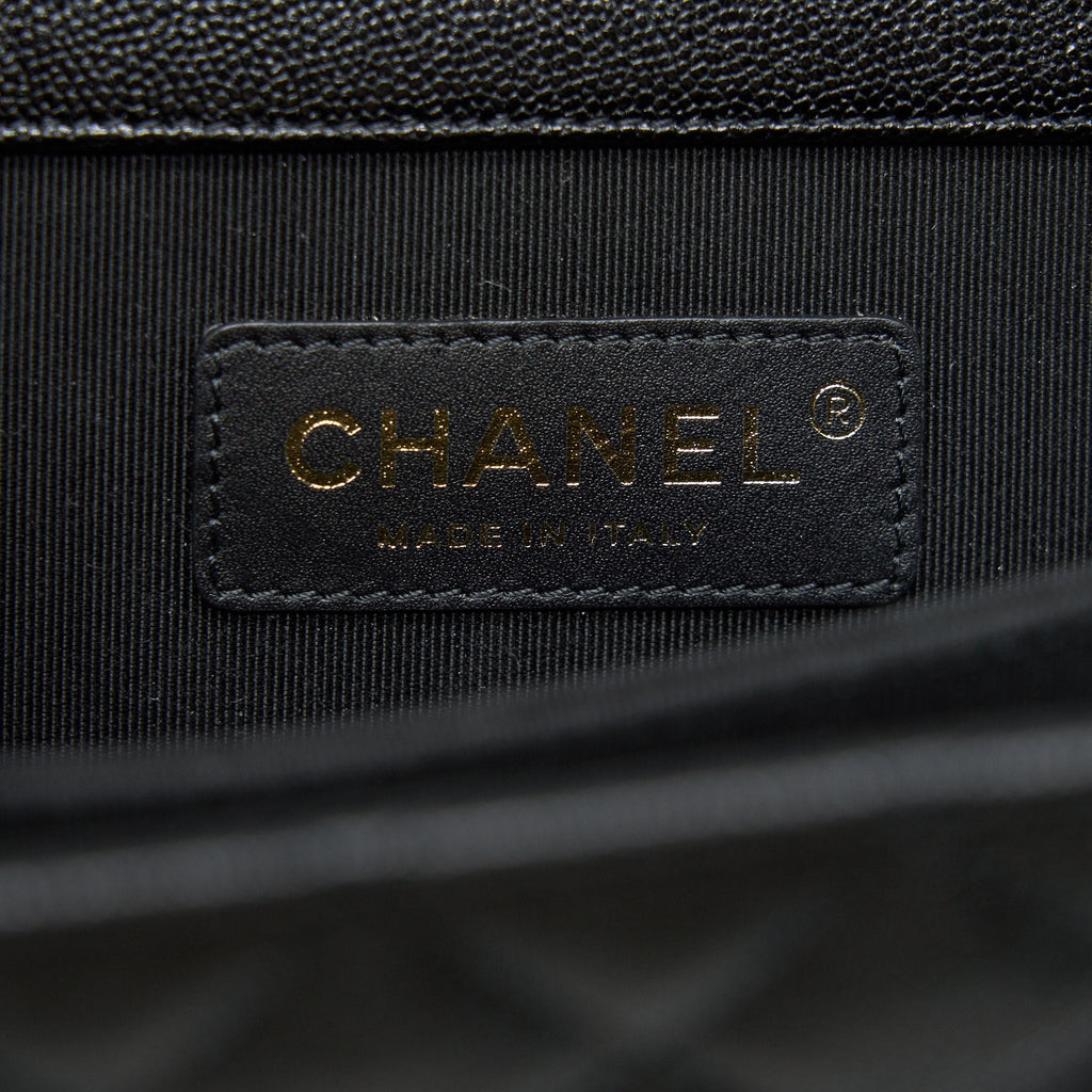 Chanel Vertical Boy Bag Carviar large Black