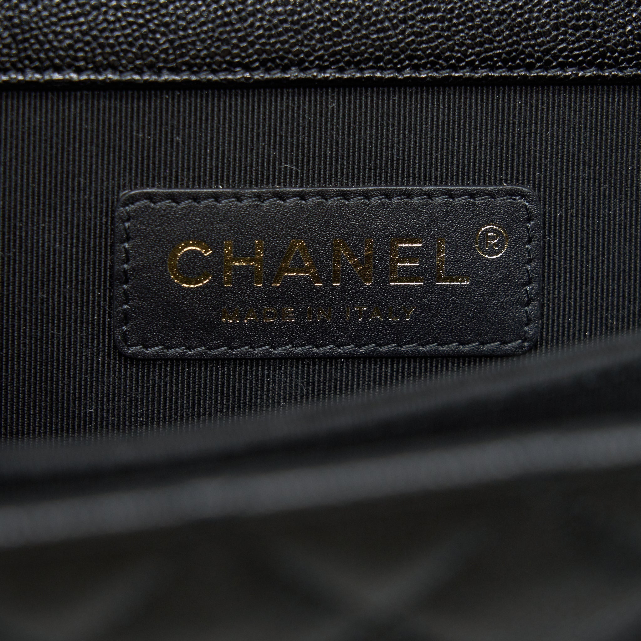 Chanel Vertical Boy Bag Carviar large Black