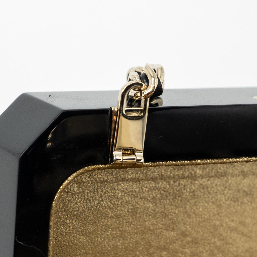 Chanel 17A Perfume Bottle Clutch Evening Bag Black / Bronze L