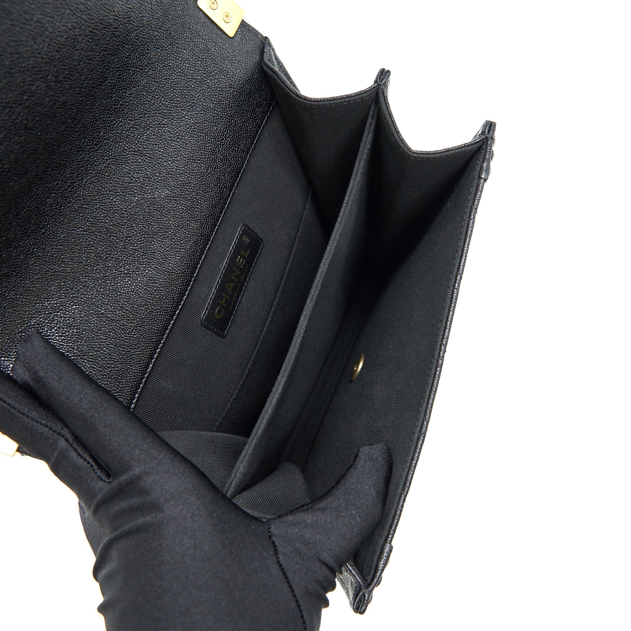 Chanel Vertical Boy Bag Carviar large Black