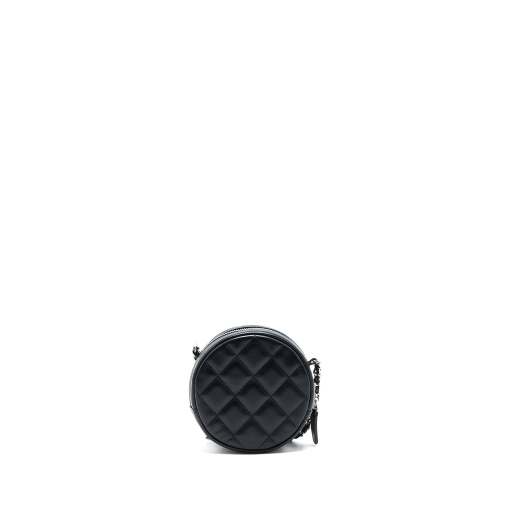Chanel Round Clutch With Chain Lambskin Black