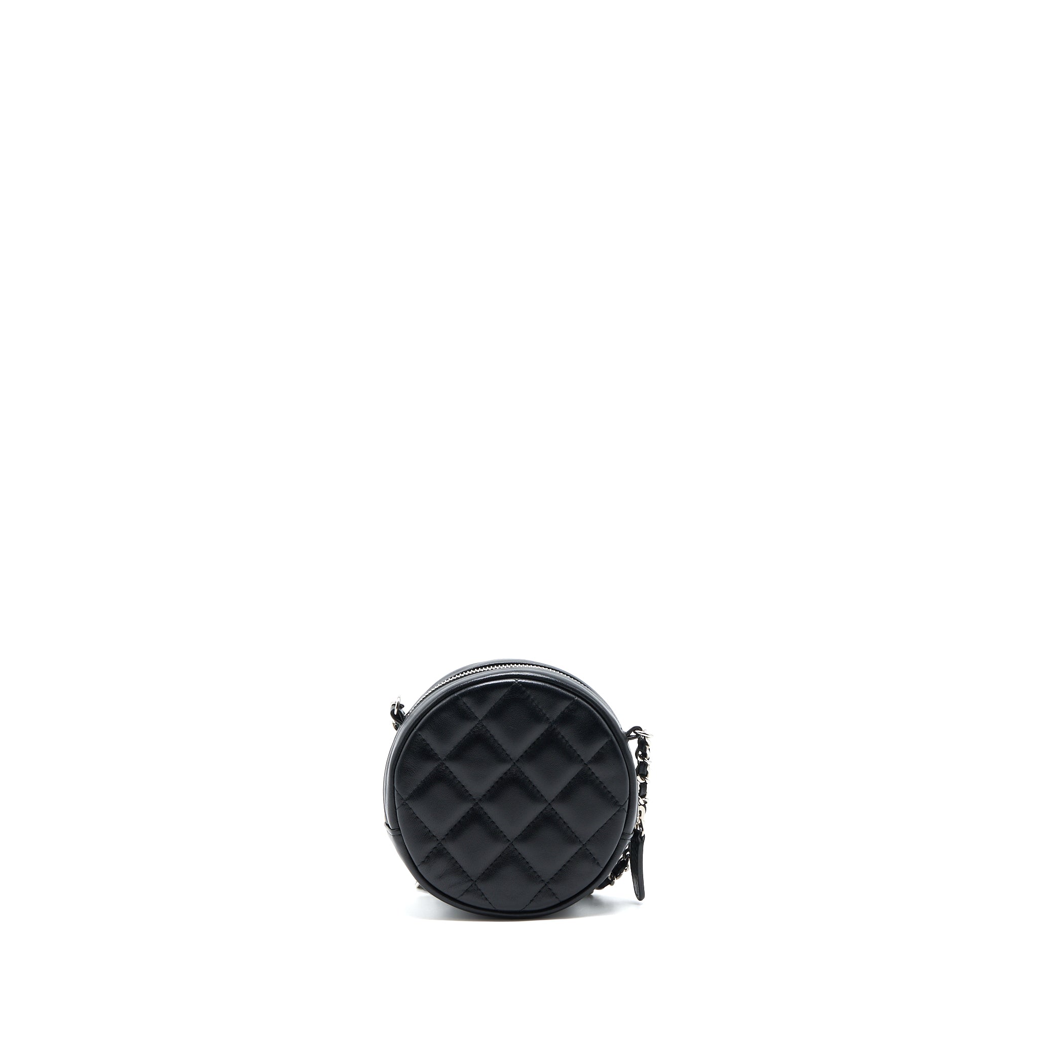 Chanel Round Clutch With Chain Lambskin Black