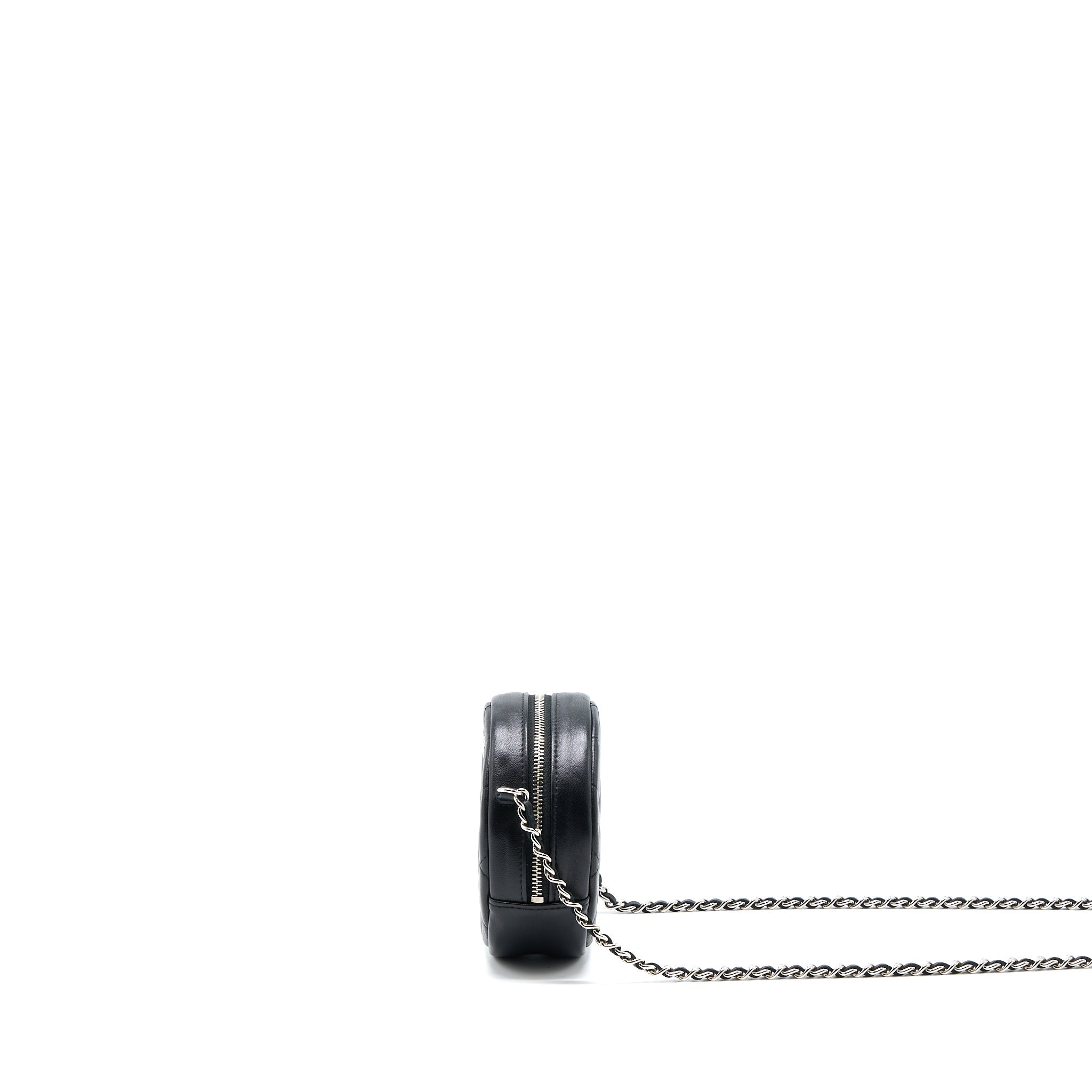 Chanel Round Clutch With Chain Lambskin Black