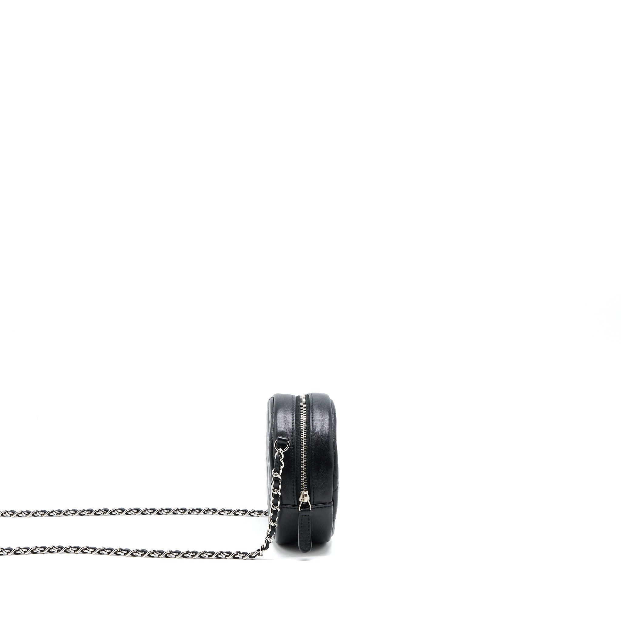 Chanel Round Clutch With Chain Lambskin Black