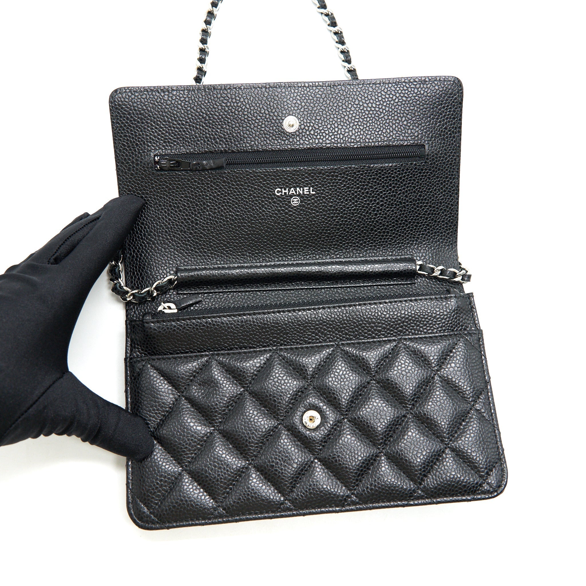 Chanel Caviar Classic Wallet on Chain black Caviar
