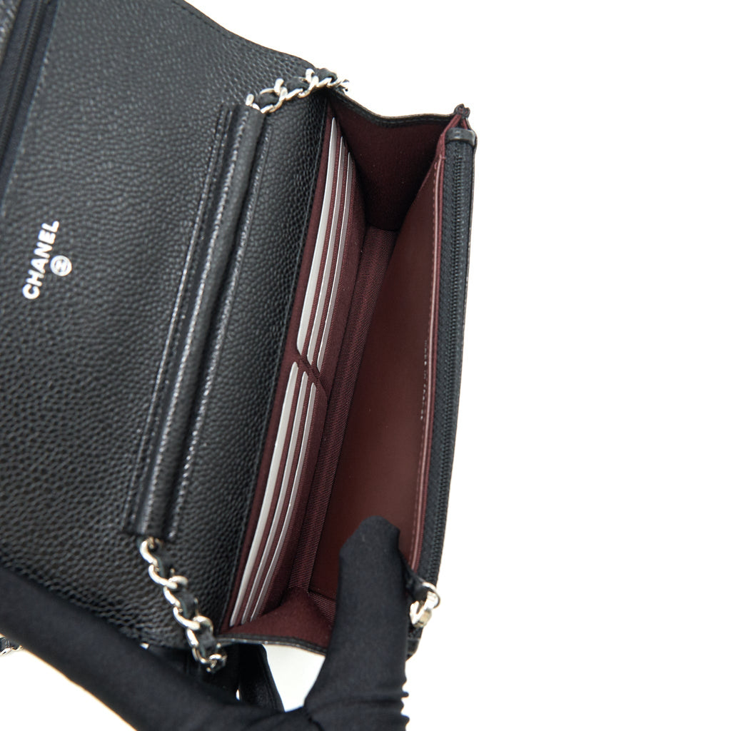 Chanel Caviar Classic Wallet on Chain black Caviar