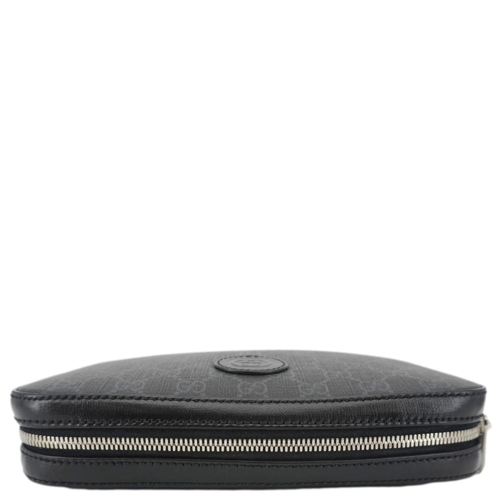 GUCCI Azalea Retro Interlocking G Supreme Canvas Shoulder Bag Black 703468