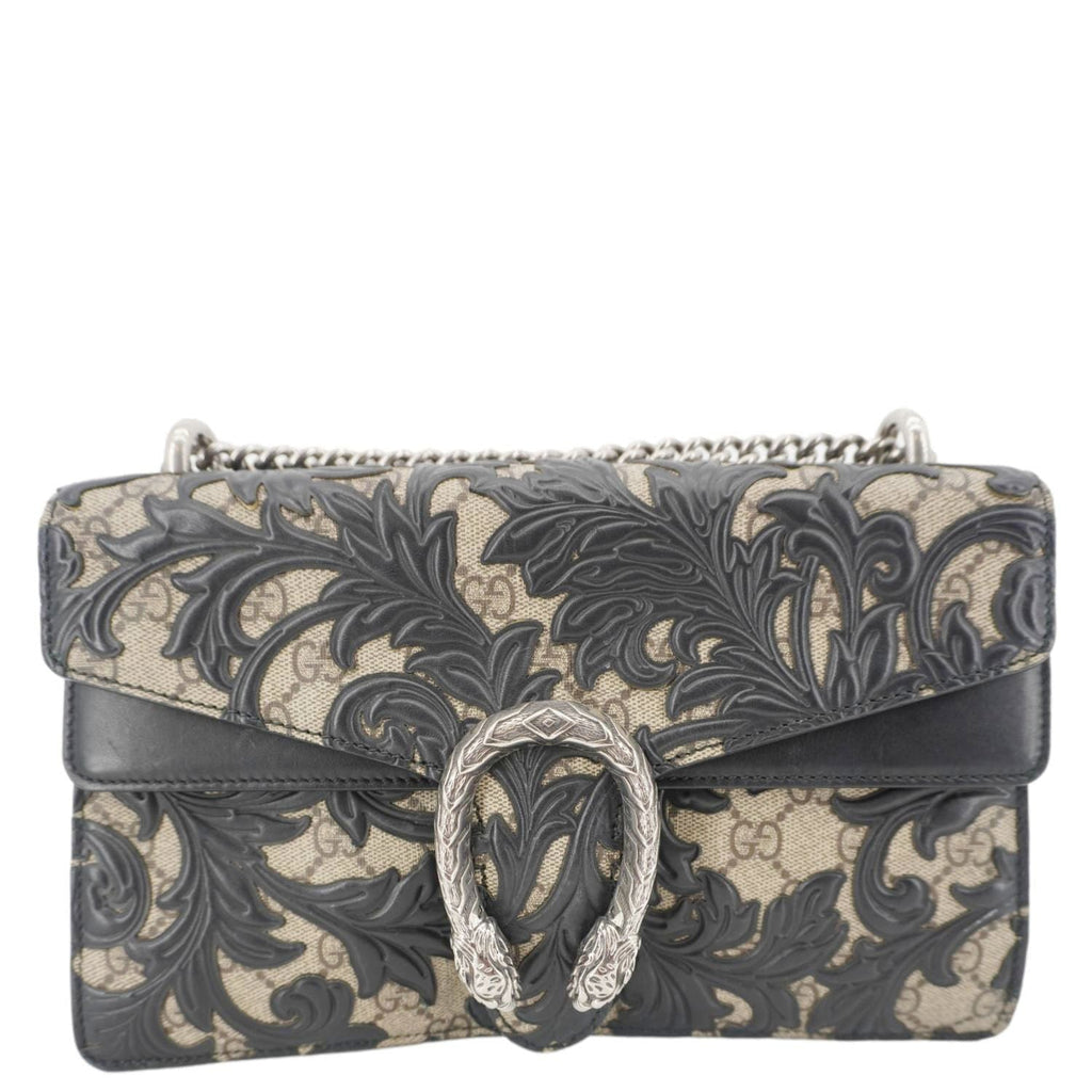 GUCCI Arabesque Small Dionysus GG Supreme Canvas Shoulder Bag Black