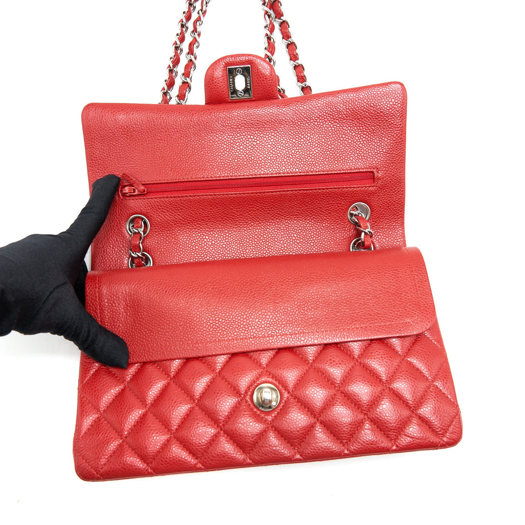 Chanel Medium Classic Double Flap Caviar Red