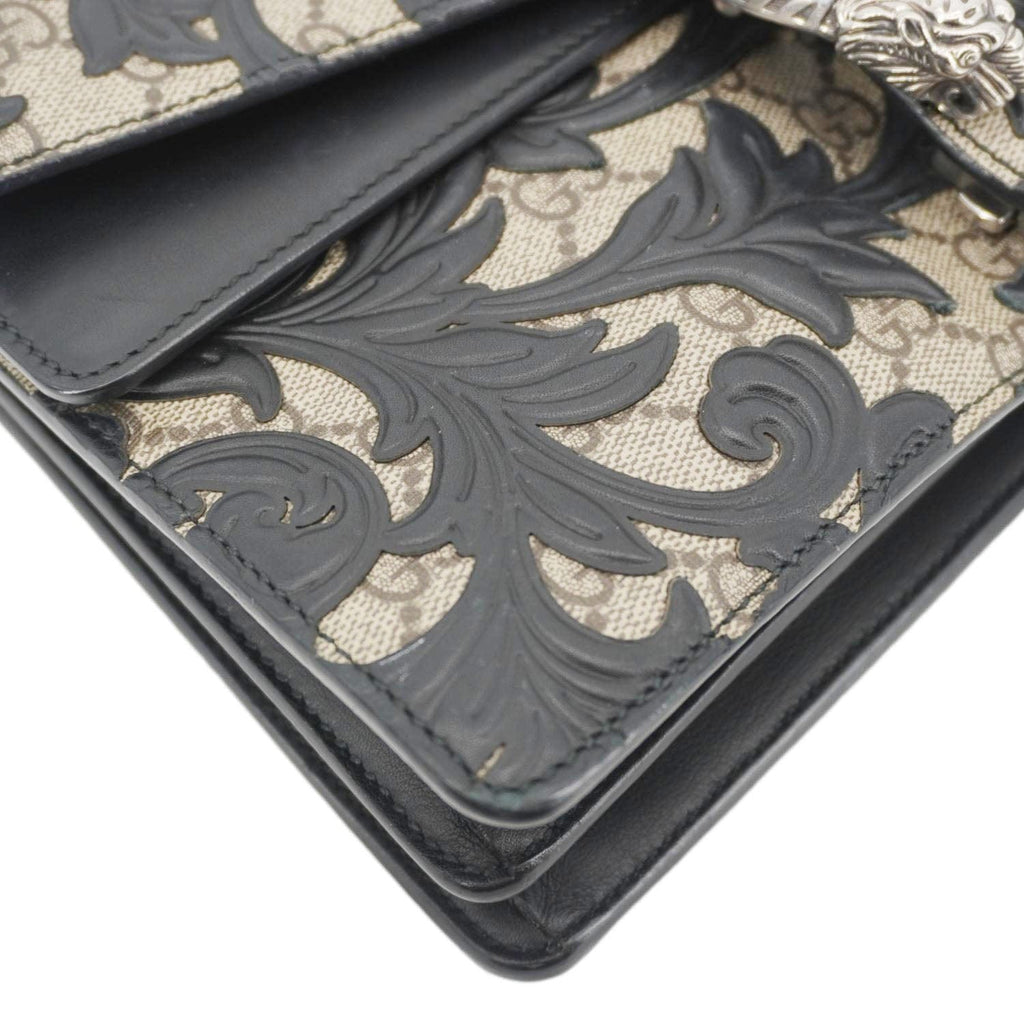 GUCCI Arabesque Small Dionysus GG Supreme Canvas Shoulder Bag Black