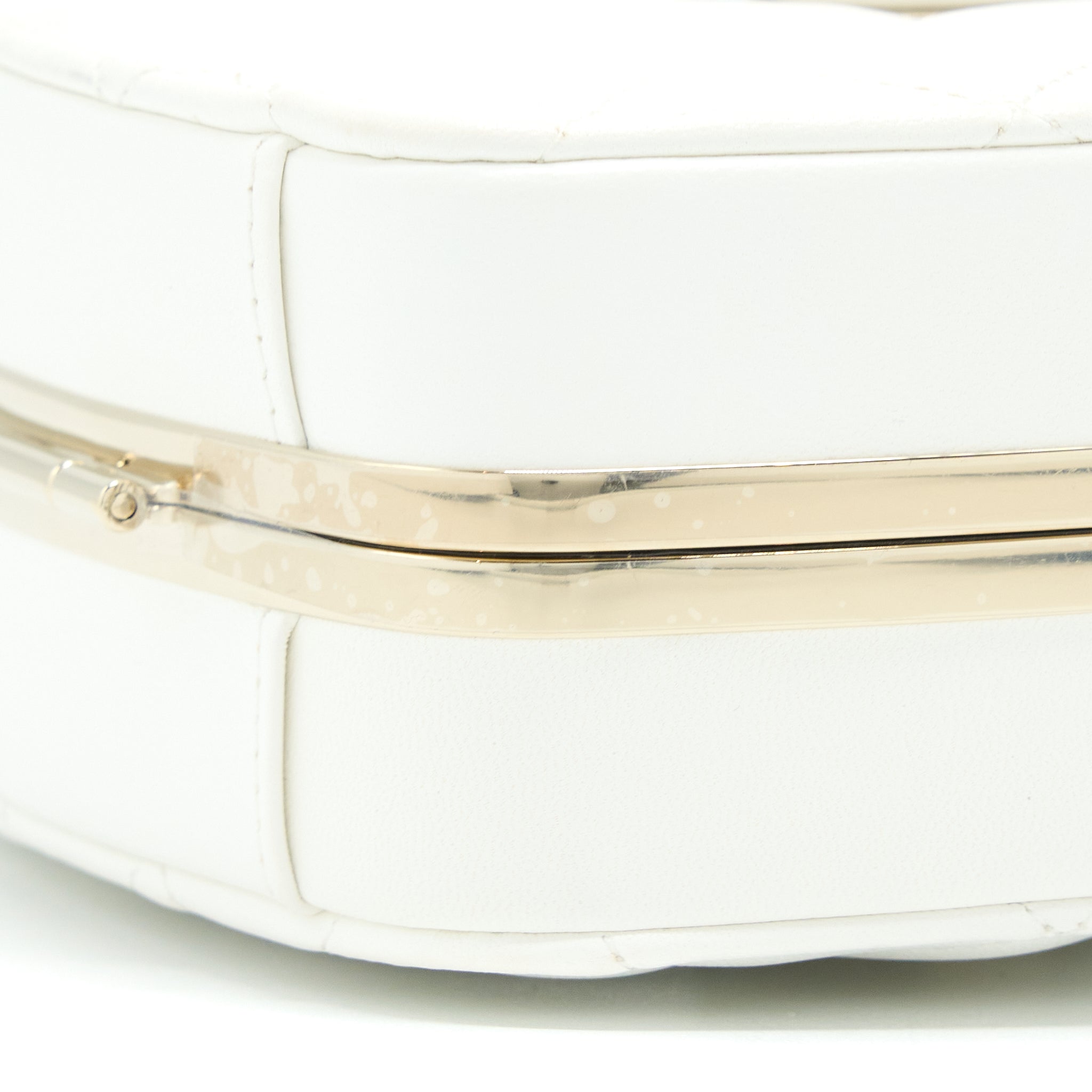 Chanel Quilted Clutch Bag Lambskin White L