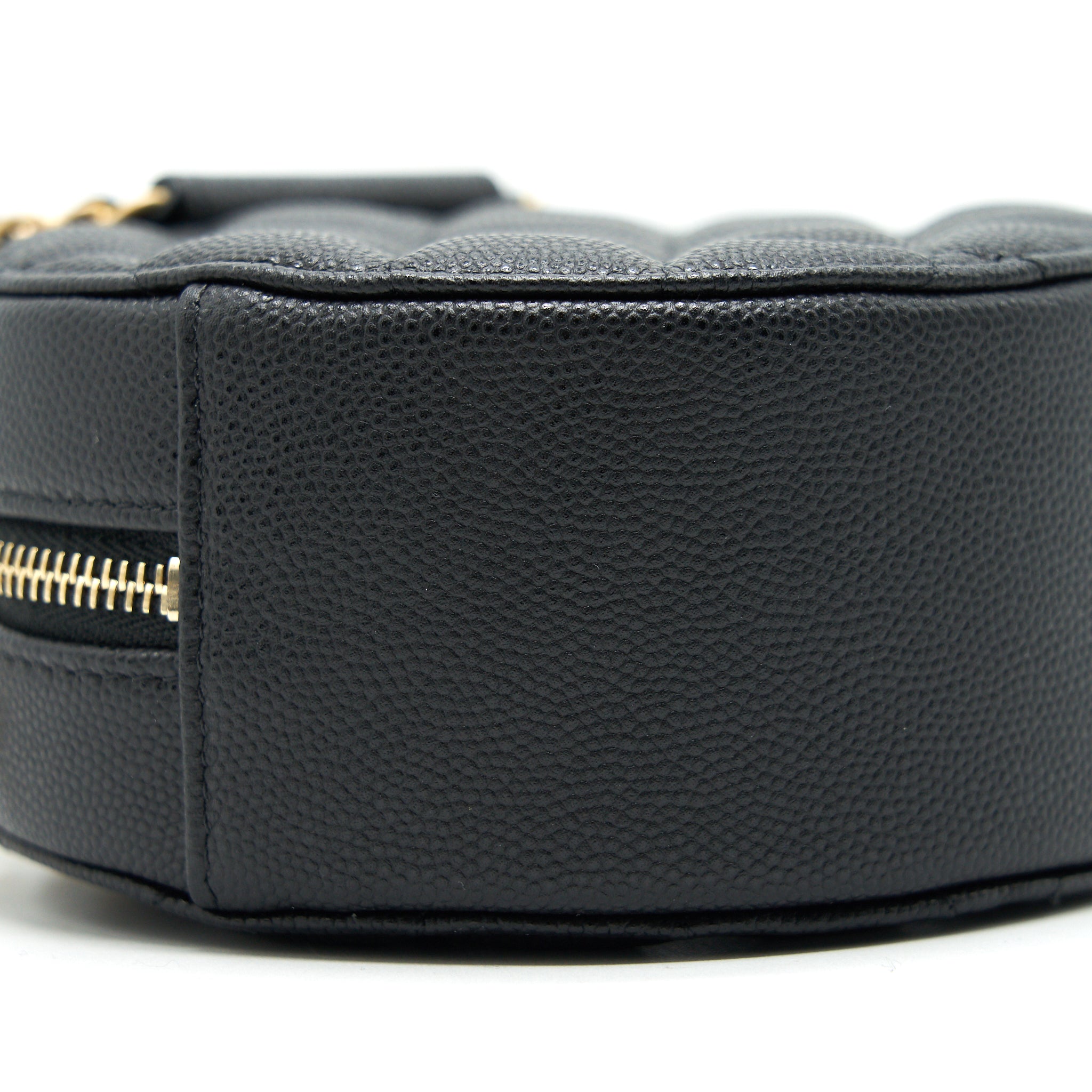 Chanel Top Handle Caviar Round Clutch with Chain Black
