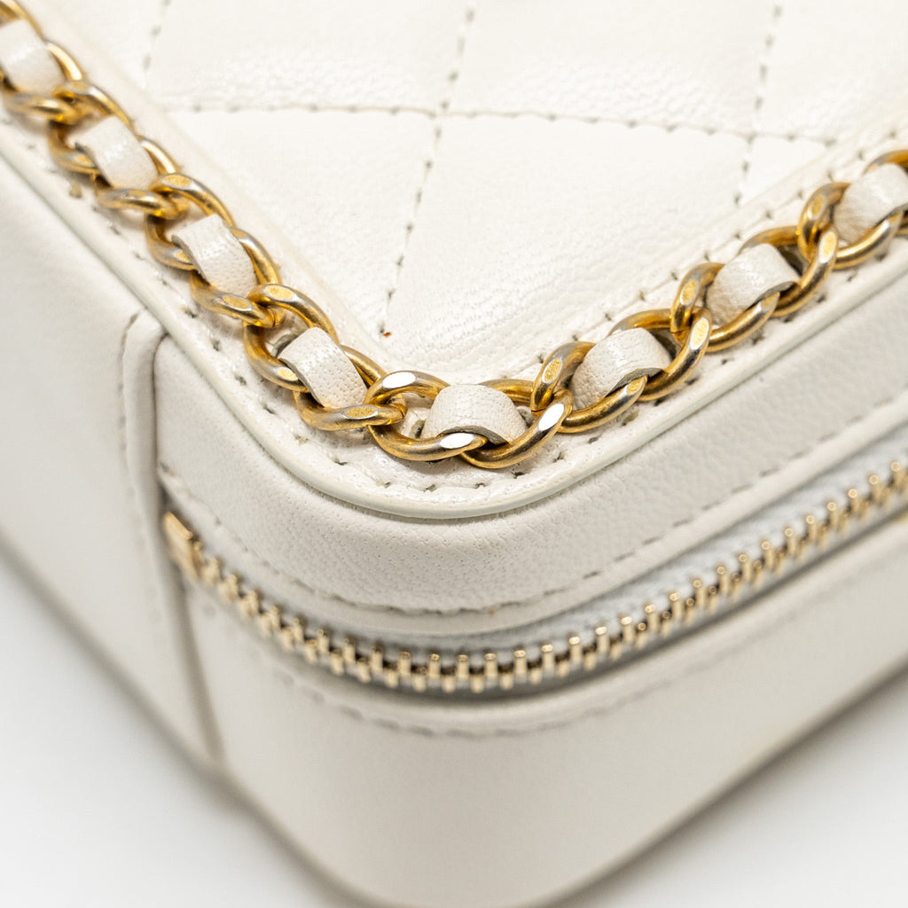 Chanel Mini Vanity Clutch with Chain Lambskin White