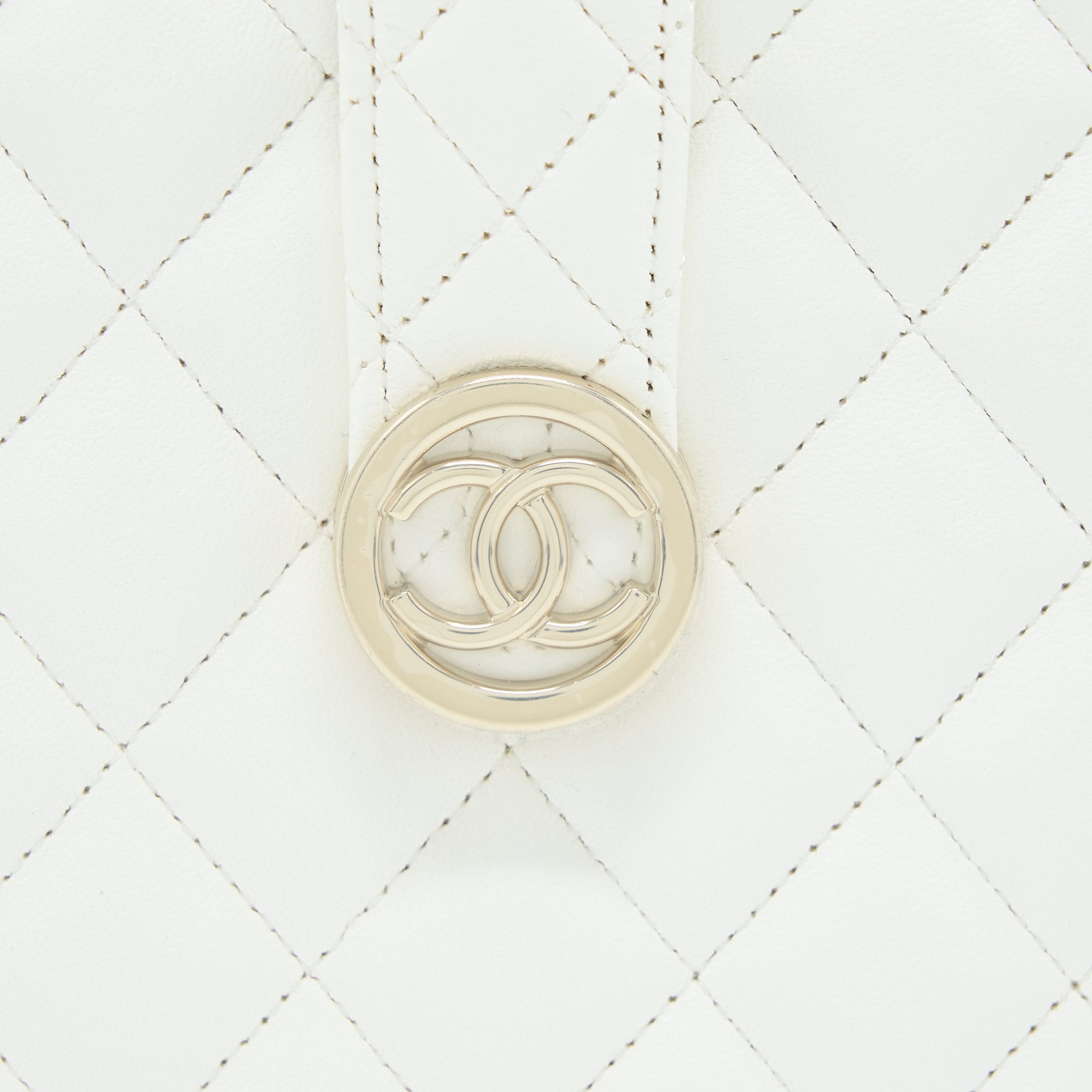 Chanel Quilted Clutch Bag Lambskin White L