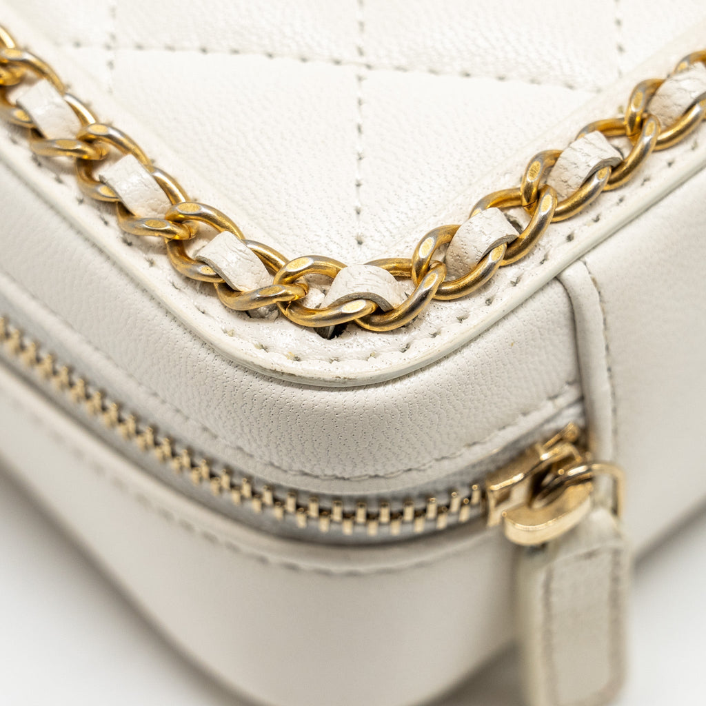 Chanel Mini Vanity Clutch with Chain Lambskin White